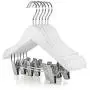HANGERWORLD 12 White Wooden 11.8inch Kids Coat Clothes Garment Top Clip Hangers Closet Set Baby Toddler HANGERWORLD 12 White Wooden 11.8inch Kids Coat Clothes Garment Top Clip Hangers Closet Set Baby Toddler
