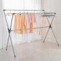 BAOYOUNI Double Poles Folding Clothes Drying Rack Stainless Steel Expandable Rods Space Saving Retractable Heavy Duty Garment Hanger Rail 37 to 66, Grey