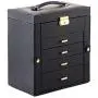 Aihomlk Synthetic Leather Huge Jewelry Boxes Mirrored Watch Organizer Necklace Ring Earring Storage Lockable Gift Case Black Aihomlk Synthetic Leather Huge Jewelry Boxes Mirrored Watch Organizer Necklace Ring Earring Storage Lockable Gift Case Black