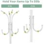 Cozzine Coat Rack Coat Tree Hat Hanger Holder 11 Hooks for Jacket Umbrella Tree Stand with Base Metal (White)