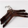 5Pcs Anti-Slip Solid Wood Clothes Hangers with Velvet Flocked, Walnut Non Slip Shirt Coats Shirts Hanger Rack with Notches 1.2cm thickness