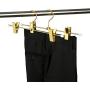 Amber Home 5 Pack-Shiny Gold Metal Slacks Pants and Skirt Hanger with Adjustable Clips Hang Rack with Hook (5)