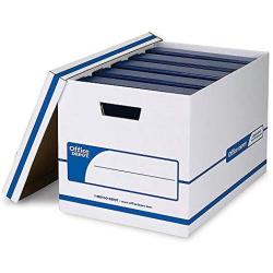 Office Depot NBE 60% Recycled Binder Storage Boxes, 12 3/8in.H x 13 1/8in.W x 20 1/8in.D, White/Blue, Pack of 2, 0800901