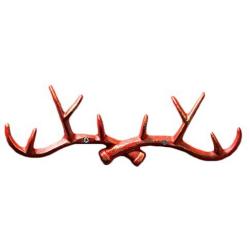 Vintage Cast Deer Antlers Wall Hooks (10 Hooks) Coat Rack Decorative for Hanging Hat Scarf Bag Key Clothes Bathroom Kitchen Towel Holder Christmas Reindeer Deer Hanger Wall Wedding Gift (Red)