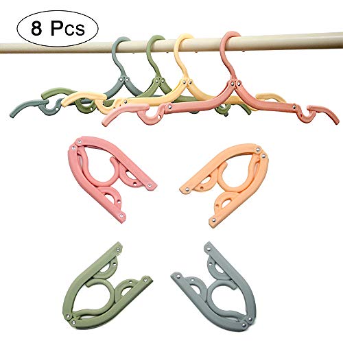 Sunnyac Travel Hangers, Pack of 8 Portable Folding Clothes Hangers, Space Saving Collapsible Travelling Accessories, Foldable, Lightweight Laundry Drying Rack for Underwear, Pants and Shirts
