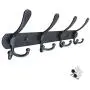 Wall Mount Coat Rack Hooks Hanger, Heavy Duty Stainless Steel Hat Clothes Holder Metal Rail 4 Tri Hanger for Entryway Bathroom Closet Room, Black Wall Mount Coat Rack Hooks Hanger, Heavy Duty Stainless Steel Hat Clothes Holder Metal Rail 4 Tri Hanger for Entryway Bathroom Closet Room, Black