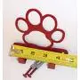 Dog Leash Hook Hanger. Dog Paw. Cherry Red Color. Made in USA. Solid Steel. Screws Included.