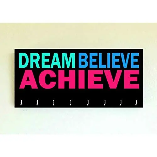 Race Medal Holder/Running Medal Hanger DREAM BELIEVE ACHIEVE - Wood Wall Mounted Medal Organizer. CUSTOMIZATION Available Race Medal Holder/Running Medal Hanger DREAM BELIEVE ACHIEVE - Wood Wall Mounted Medal Organizer. CUSTOMIZATION Available
