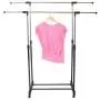 Black & Silver Portable Rolling Adjustable Clothes Rack Double Rail Hanging Garment Bar Heavy Hanger Space Saving Design Compact Durable