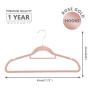 MIZGI Premium Velvet Hangers - Pack of 50 - Blush Pink/Rose - Copper/Rose Gold Hooks - Non-Slip Suit Hangers, with Bonus Accessory Bar- for Suits, Pants, Dresses (Blush Pink/Rose)