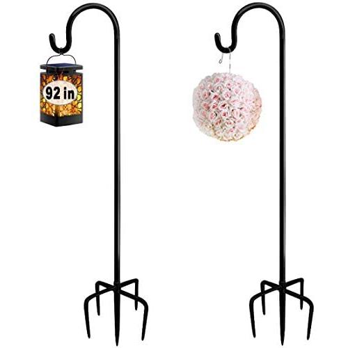 Artigarden 92 Inch Outdoor Shepherd Hooks with 5 Pronger Base (2 Packs), Adjustable Heavy Duty Garden Hanging Stand Holder for Bird Feeders Lanterns Planter Hanger, Matte Black Artigarden 92 Inch Outdoor Shepherd Hooks with 5 Pronger Base (2 Packs), Adjustable Heavy Duty Garden Hanging Stand Holder for Bird Feeders Lanterns Planter Hanger, Matte Black