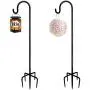 Artigarden 92 Inch Outdoor Shepherd Hooks with 5 Pronger Base (2 Packs), Adjustable Heavy Duty Garden Hanging Stand Holder for Bird Feeders Lanterns Planter Hanger, Matte Black