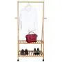 SONGMICS Clothes Rack on Wheels, Rolling Garment Rack with 2-Tier Storage Shelves, Hall Tree with 4 Coat Hooks for Shoes, Clothing, Bamboo URCR52N SONGMICS Clothes Rack on Wheels, Rolling Garment Rack with 2-Tier Storage Shelves, Hall Tree with 4 Coat Hooks for Shoes, Clothing, Bamboo URCR52N
