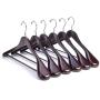 Nature Smile Luxury Mahogany Wooden Suit Hangers - 6 Pack - Wood Coat Hangers,Jacket Outerwear Shirt Hangers,Glossy Finish with Extra-Wide Shoulder, 360 Degree Swivel Hooks & Anti-Slip Bar with Screw