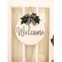 Welcome Wreath, Door Decoration, Rustic Door Hanger, White and Gray Wreath, Front Door Wreath, Buffalo Plaid Wreath, Fall Wreath