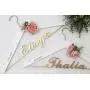Personalized wedding dress hanger, bride hanger groom bridesmaid hangers polished wood hanger and steel text