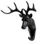 HERNGEE Deer Head Single Wall Hook/Hanger Animal Shaped Coat Hat Hook Heavy Duty, Rustic, Decorative Gift, Black