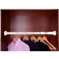 Floating Shelves Silver Closet Hardware Retractable Clothes Rail Bathroom Pole Closet Pole Clothing Finishing Rack Clothes Hanger, Free Punching Design Adjustable Length Industrial Wall Frame