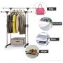 SRETAN Clothes Rack Portable Rolling Hanger Shelf Garment Bar Adjustable Heavy Duty Silver Black Double Bar Indoor Outdoor Stainless Steel Plastic (B1)