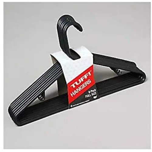 HDG 16 Pack Standard Size Adult Clothes Hangers Flexible Sturdy Plastic Black Color HDG 16 Pack Standard Size Adult Clothes Hangers Flexible Sturdy Plastic Black Color