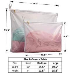 TENRAI Delicates Laundry Bags, 3-Wire Process 3 Times Stronger, Bra Fine Mesh Wash Bag for Underwear, Lingerie, Pantyhose, Socks, Use YKK Zipper, Have Hanger Loops (0 Fluorescent Cloth, 1L & 1M, QS