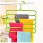 5 Layers Non-Slip Multi Functional Clothes Hangers Pants Storage Hangers Cloth Rack Scarf Tie Rack Space Saving Organizer 5pcs Random Color