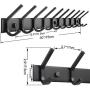 WEBI Coat Rack Wall Mounted,10 Hooks for Hanging Coats,30 Inch Hook Rack Hook Rail Coat Hanger Wall Mount for Backpack,Clothes,Jacket,Black,2 Packs