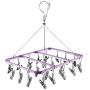 Bojly Drying Hanger Rack Foldable Clip and Laundry for Drying Clothes Socks Towels Lingerie Underwear Purple