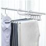 5pcs Random Color Portable 5-in-1 Clothes Hanger Clothing Organizer Multi-Function Stainless Steel Pants Hanger Holder Rack Hangers for Clothes