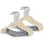 Finnhomy Non-Slip Clothes Hangers for Baby and Kids 20-Pack Velvet Hangers with Movable Clips, Heavy-Duty and Space-Saving for Pants,Skirts, Coat, Beige