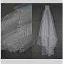 Sparkle Two Layer Short Wedding Veil White Beaded Edge Elbow Length Soft Tulle Accessoire Wedding Bridal Veils With Comb WHITE 75cm