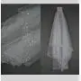 Sparkle Two Layer Short Wedding Veil White Beaded Edge Elbow Length Soft Tulle Accessoire Wedding Bridal Veils With Comb WHITE 75cm Sparkle Two Layer Short Wedding Veil White Beaded Edge Elbow Length Soft Tulle Accessoire Wedding Bridal Veils With Comb WHITE 75cm
