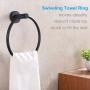 Hand Towel Ring, APLusee Stainless Steel Swivel Kitchen Towel Hanger, Modern Round Bathroom Hardware Space Saver, Matte Black