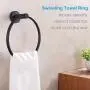 Hand Towel Ring, APLusee Stainless Steel Swivel Kitchen Towel Hanger, Modern Round Bathroom Hardware Space Saver, Matte Black Hand Towel Ring, APLusee Stainless Steel Swivel Kitchen Towel Hanger, Modern Round Bathroom Hardware Space Saver, Matte Black