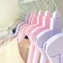 EvaroFly Multipurpose Magic Folding Hanger, No Trace Child Storage Clothes Hanger, Household Travel Camping -Pink 5 Pcs
