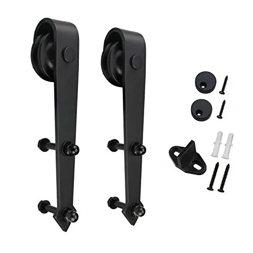 SMARTSTANDARD Sliding Barn Door Hardware Hangers 2pcs (Black) (Arrow New Shape Hangers)