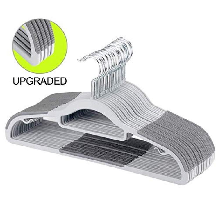 Plastic Hangers 50 Pack Heavy Duty Dry Wet Clothes Hangers with Non-Slip  Pads Space Saving