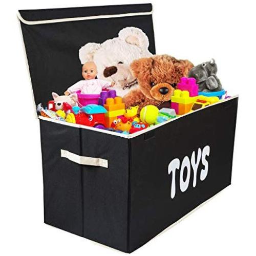 Woffit Toy Storage Organizer Chest for Kids & Living Room, Nursery, Playroom, Closet etc. ? Extra Large Collapsible Toys Bin with Flip-top lid for Children & Dog Toys, Great Boxes for Boys and Girls