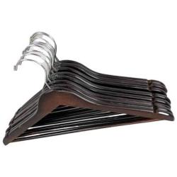 Pillowtex Wood Suit Clothes Closet Hanger w/Bar - Set of 20 Walnut Finish Hangers