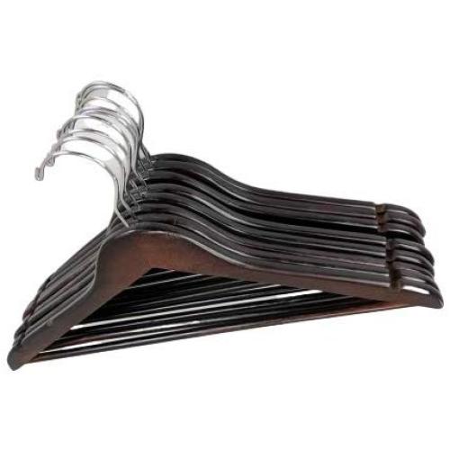 Pillowtex Wood Suit Clothes Closet Hanger w/Bar - Set of 20 Walnut Finish Hangers