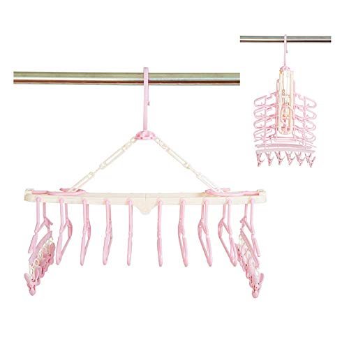 HJYPYJ Magic Hanger,Multifunction Child Folding Hanger,Rotate PP Space-Saving Organizer Hanger Durable/Pink / 1 pcs