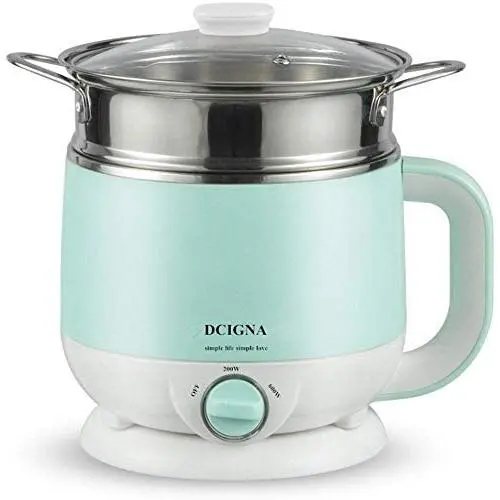 DCIGNA Electric Hot Pot, 1.5L Electric Noodle Cooker, Stainless Steel Mini Shabu Hot Pot, Perefect For Boiling Water, Ramen, Egg, Pasta, Dumpling, Soup, Oatmeal (Blue) DCIGNA Electric Hot Pot, 1.5L Electric Noodle Cooker, Stainless Steel Mini Shabu Hot Pot, Perefect For Boiling Water, Ramen, Egg, Pasta, Dumpling, Soup, Oatmeal (Blue)