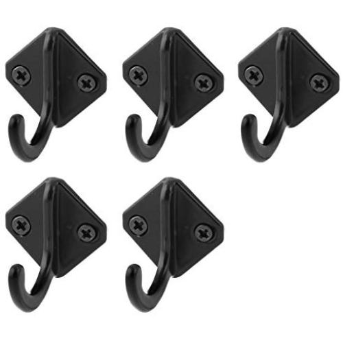 uxcell Kitchen Cabinet Wall Door Clothes Hat Bag Hanger Storage Hook Holder 5pcs Black