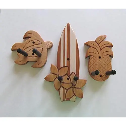 Ukulele Wall Mount Hangers, Holder, Tropical Style Hook, 3 Pack