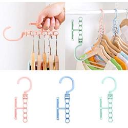 Retrofish Magic Clothes Hangers with Handle - Sturdy Plastic Space Saving 5 Holes Cascading Clothes Hanger Organizer - Closet Storage Rack Wardrobe Suit Clothes 360° Rotating Towel Hangers (3pcs)