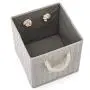 Set of 4 EZOWare Foldable Bamboo Fabric Storage Bin with Cotton Rope Handle, Collapsible Resistant Basket Boxes Organizer for Shelves, Closet, and More ? (10.5x11x10.5 inch) (Gray/Gray)