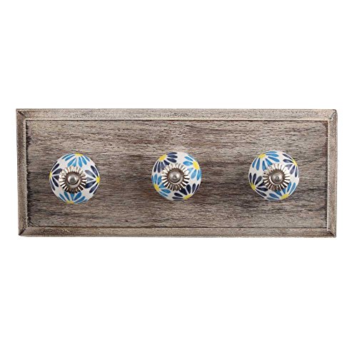 Indianshelf Handmade 3 Artistic Vintage Blue Wooden Angel Clothes Hooks Hangers/Wall Hooks for Kids