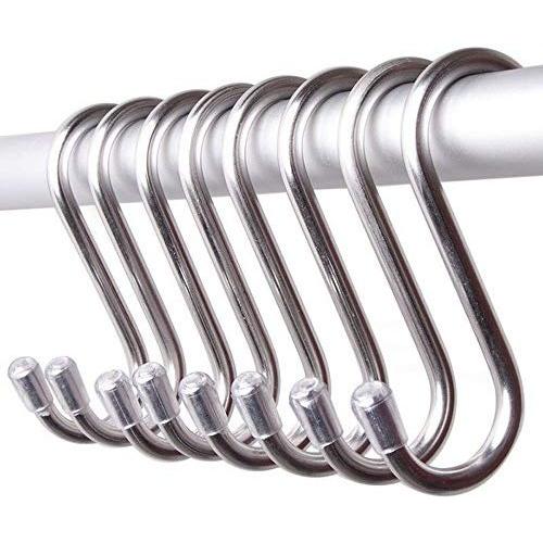 GCA 10 Pack 304 stainless steel Heavy-Duty S Shaped Hooks Kitchen Pot Pan Hanger Clothes Storage Rack