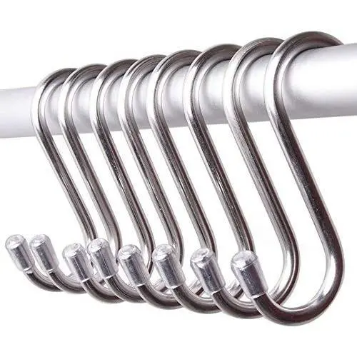 GCA 10 Pack 304 stainless steel Heavy-Duty S Shaped Hooks Kitchen Pot Pan Hanger Clothes Storage Rack