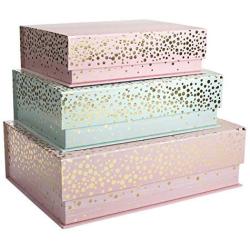 Tri-Coastal Design Decorative Nesting Storage Boxes with Lids Stackable Boxes Set with Spiritual Designs - Rectangle Cardboard Containers for Storage and Organization - Small, Medium, and Large